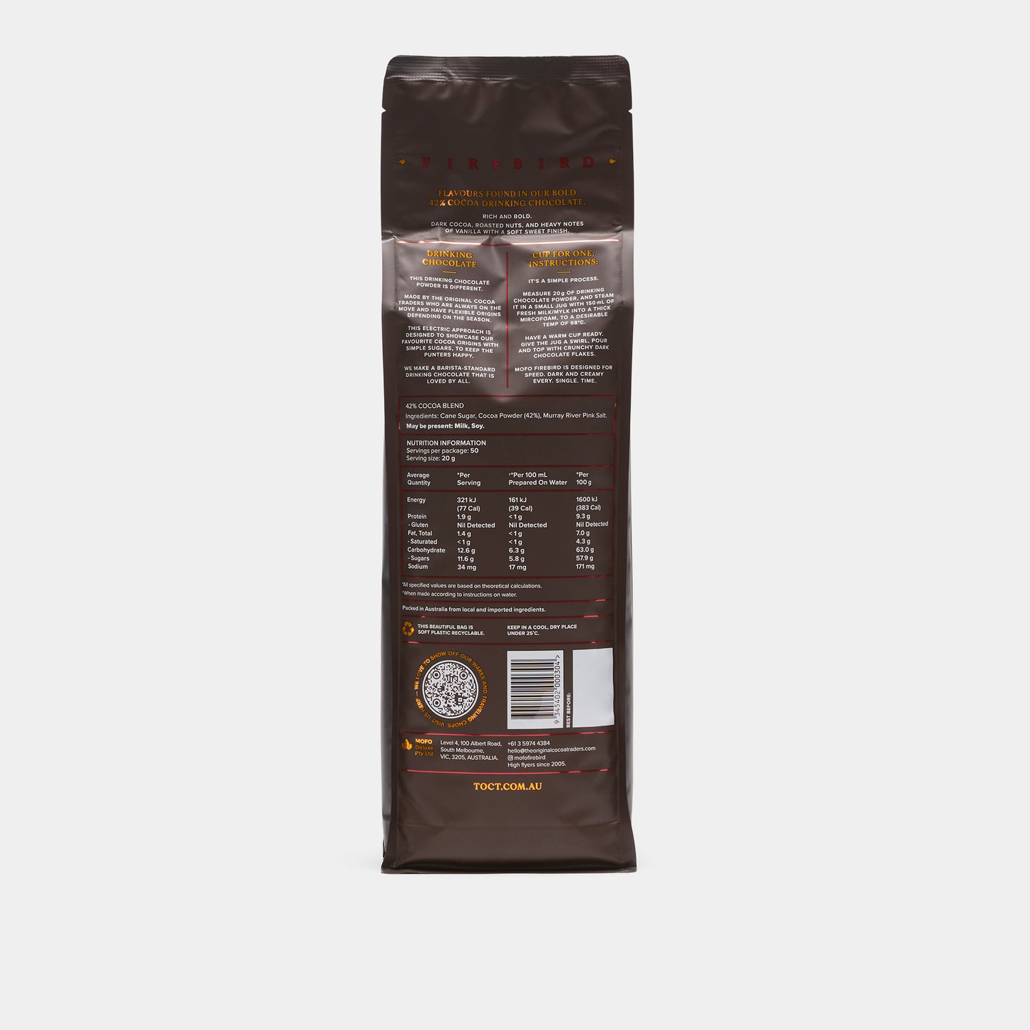 MOFO Firebird 42% Drinking Chocolate 1kg (Koko deluxe new packaging)